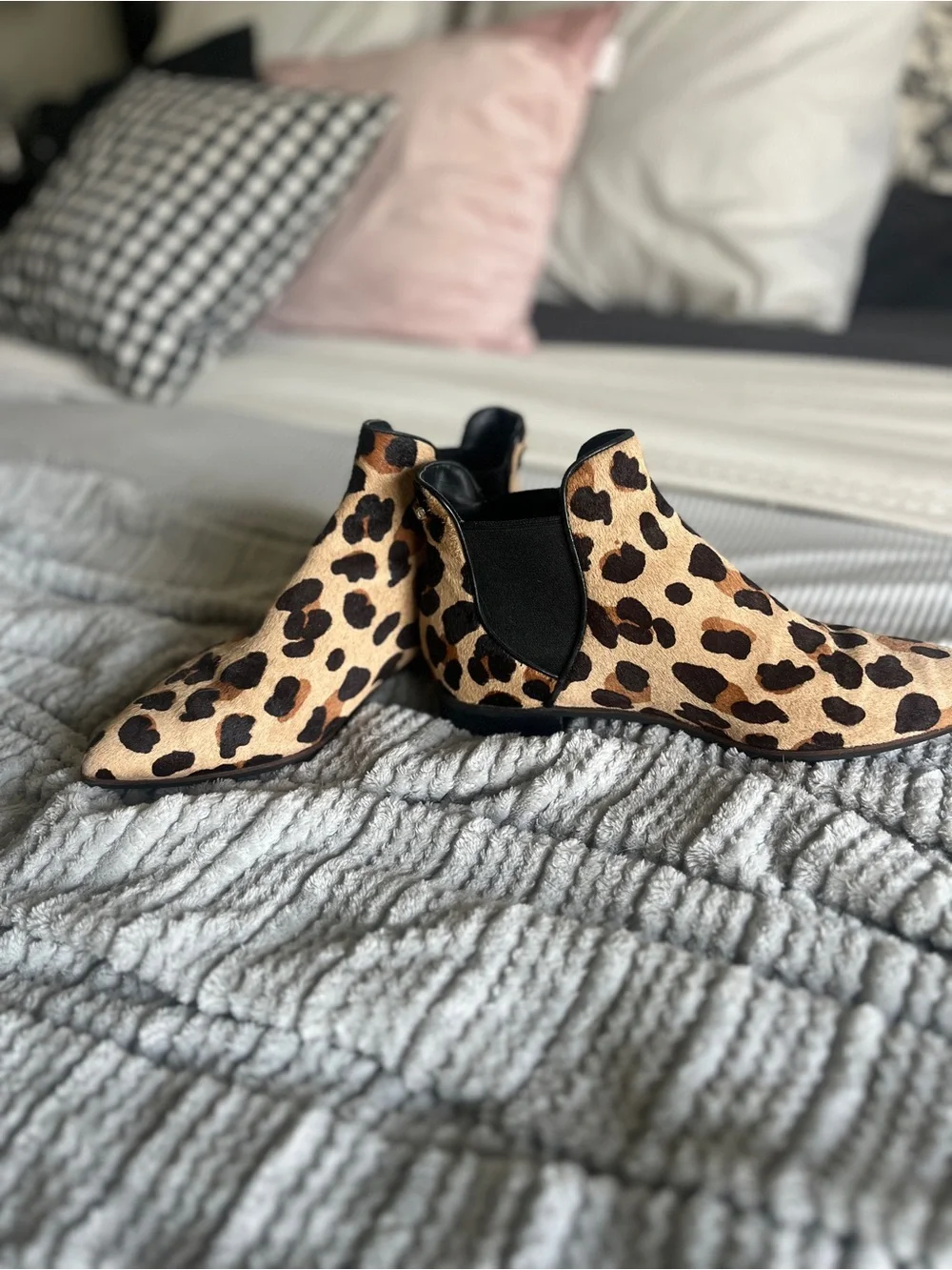 Cole Haan Leopard Print Chelsea Ankle Boots - Tan & Dark Brown